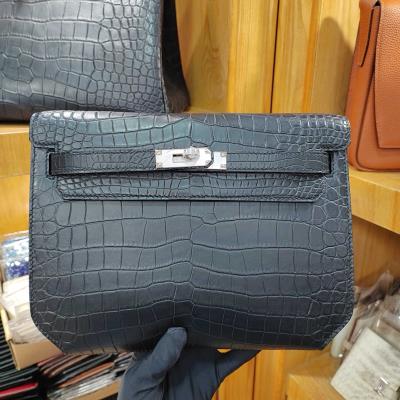 cheap quality Hermes Kelly Depeches 25 crocodile black